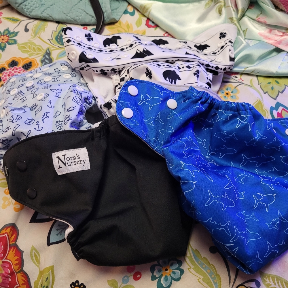 Kids Cloth Diaper Set - Blue, Black, White